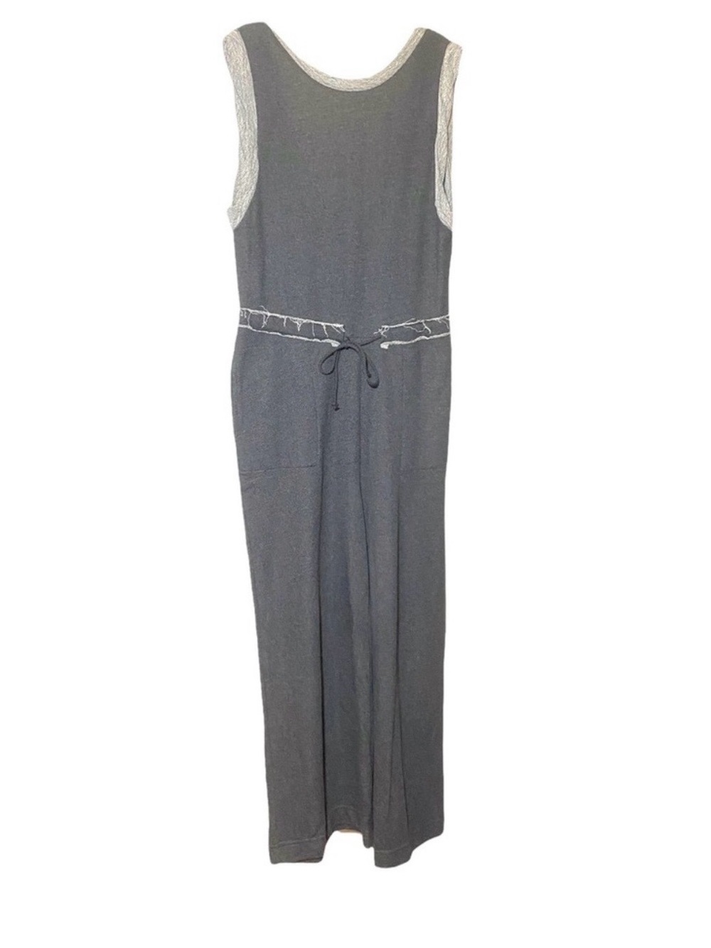 Free People Black Sleeveless Knit Jumpsuit with Drawstring Waist